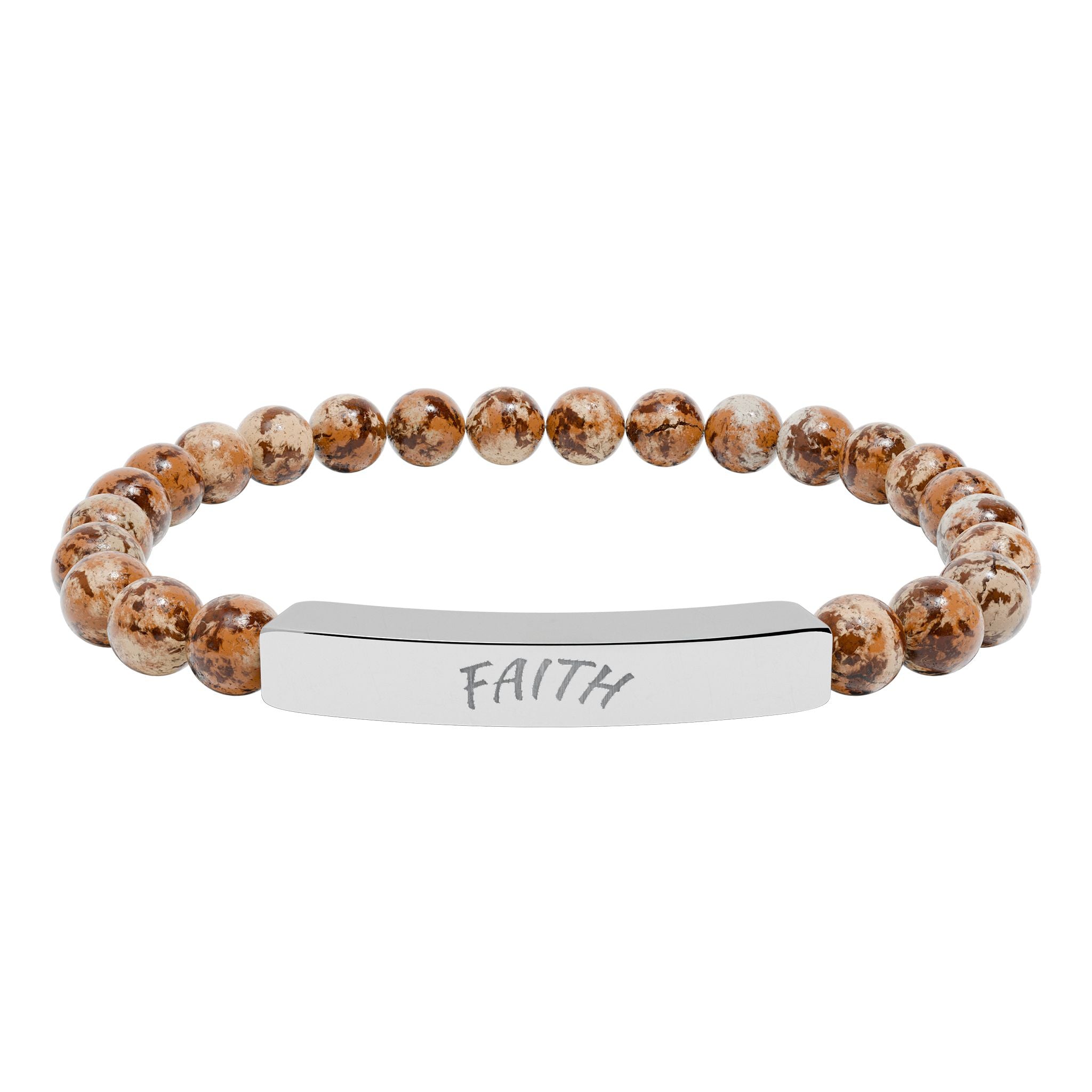 Engraved 'FAITH' Natural Stone Stretch Bar Bracelet
