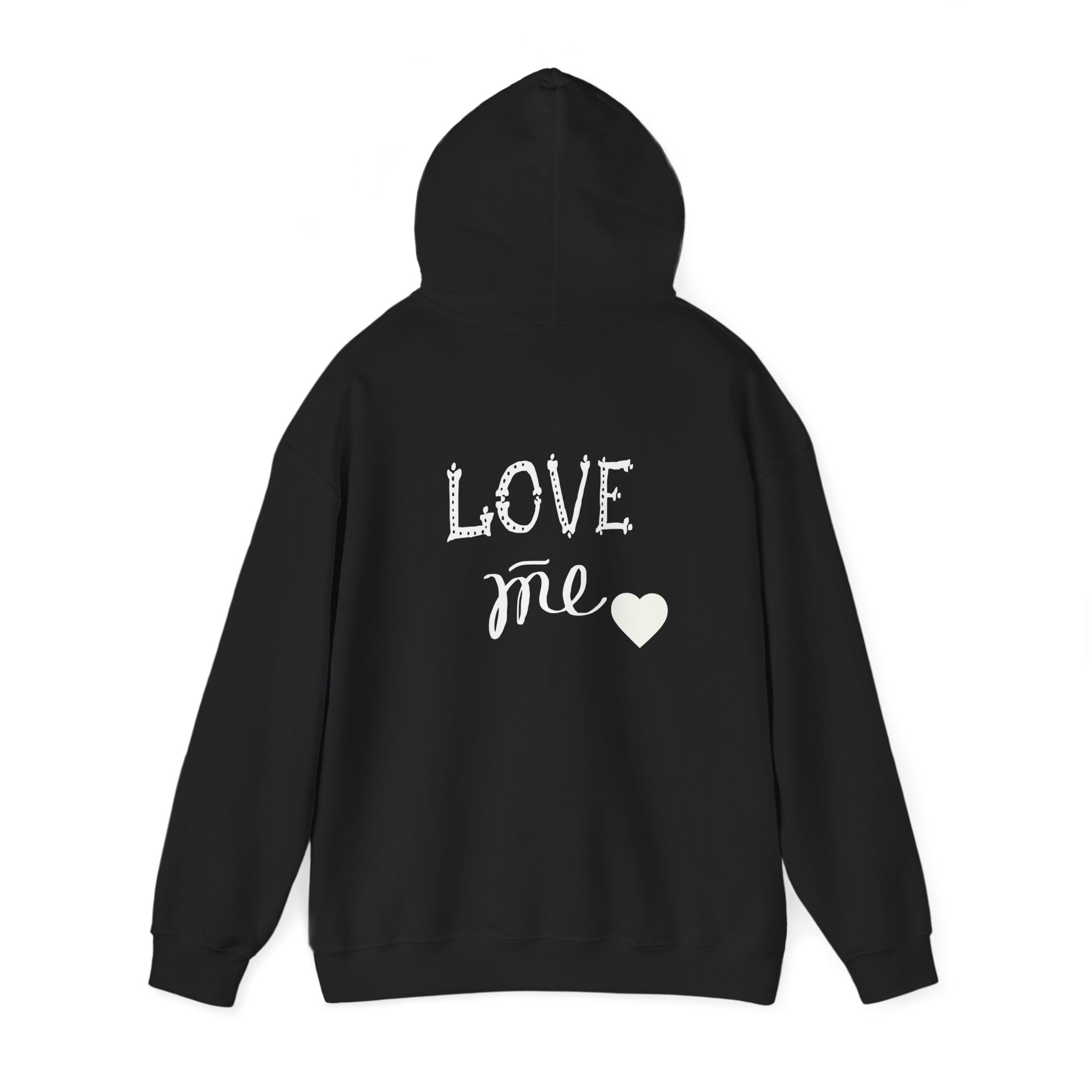 Love Me Heart Hoodie – Black Graphic Heart Pullover