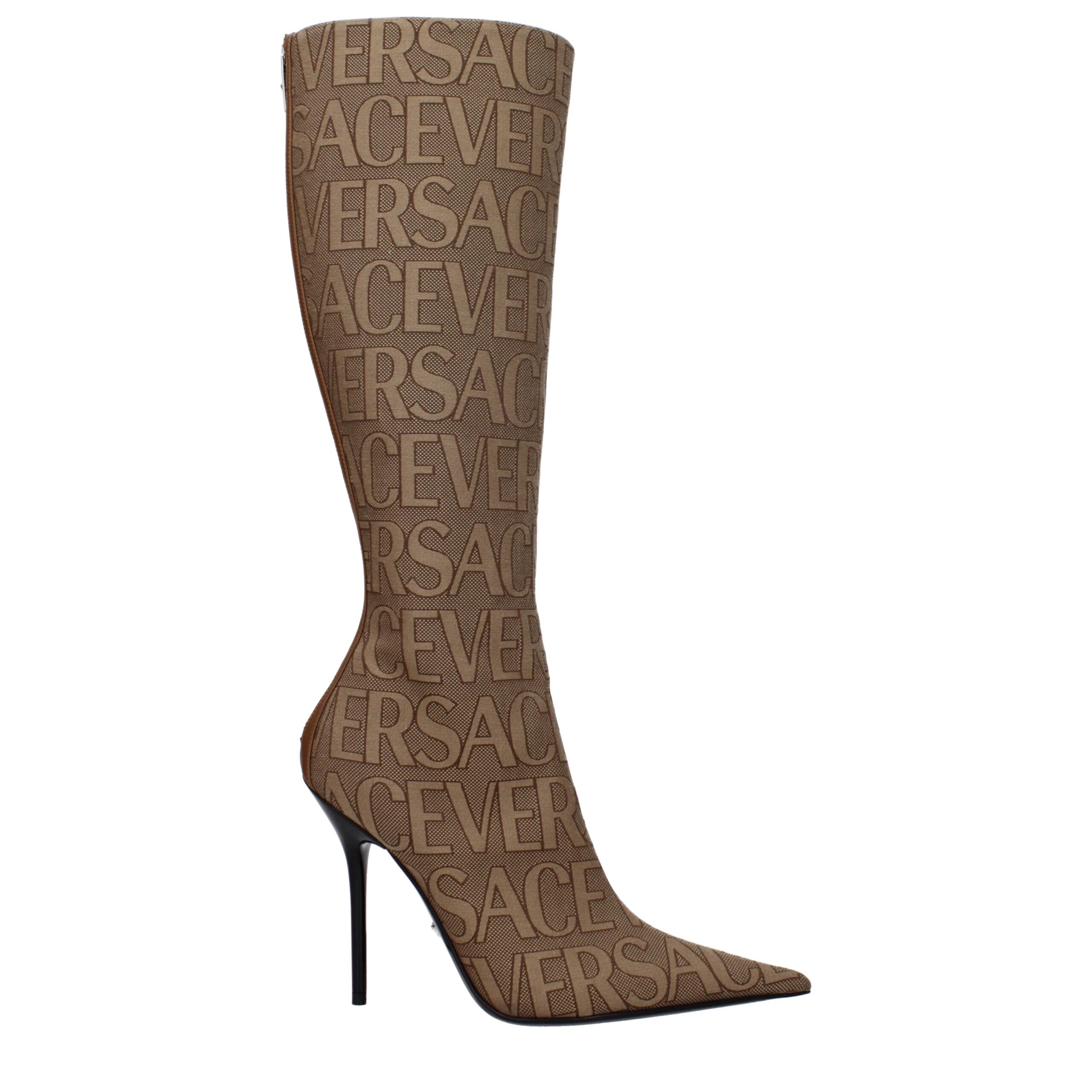 Versace Beige Fabric Boots