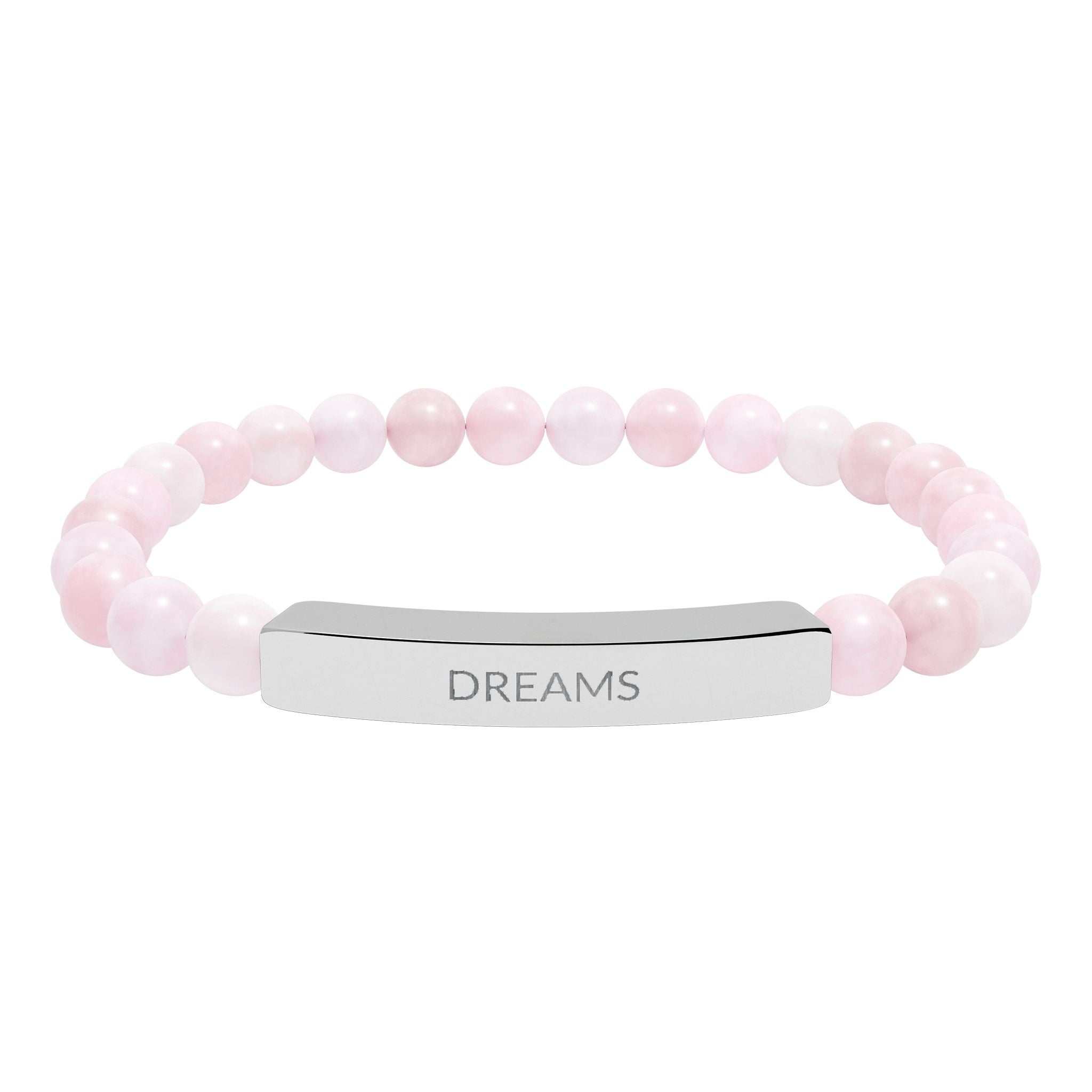 Engraved 'DREAMS' Natural Stone Bead Bar Bracelet