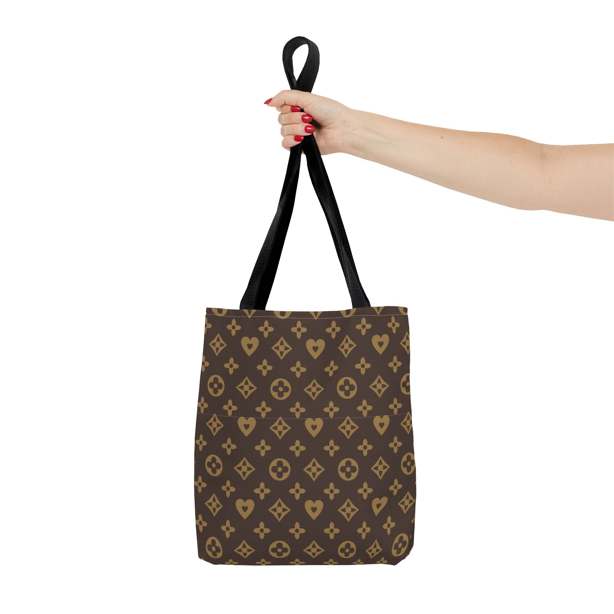 Brown Monogram Pattern Tote Bag – Designer-Inspired All-Over Print Tote