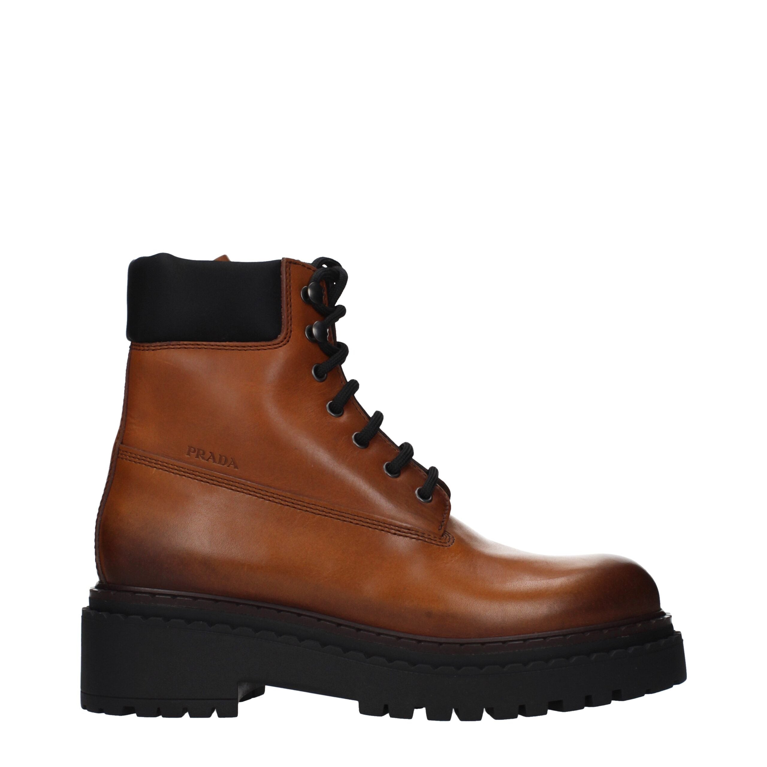 Prada Brown Leather Ankle Boots
