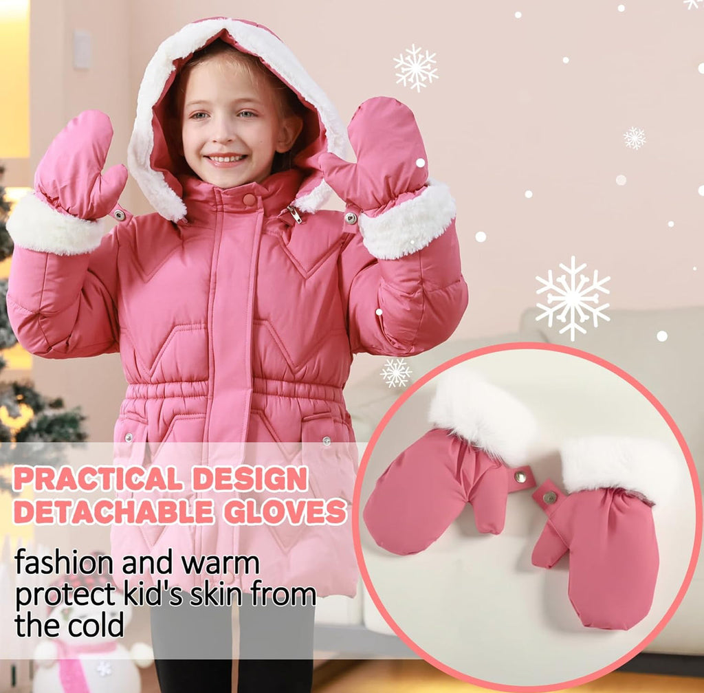 Toddler Girls Winter Coat Jacket Outwear Clothes Warm Overcoat Snowsuit Puffer Parka Fur Lined Hood Kids
