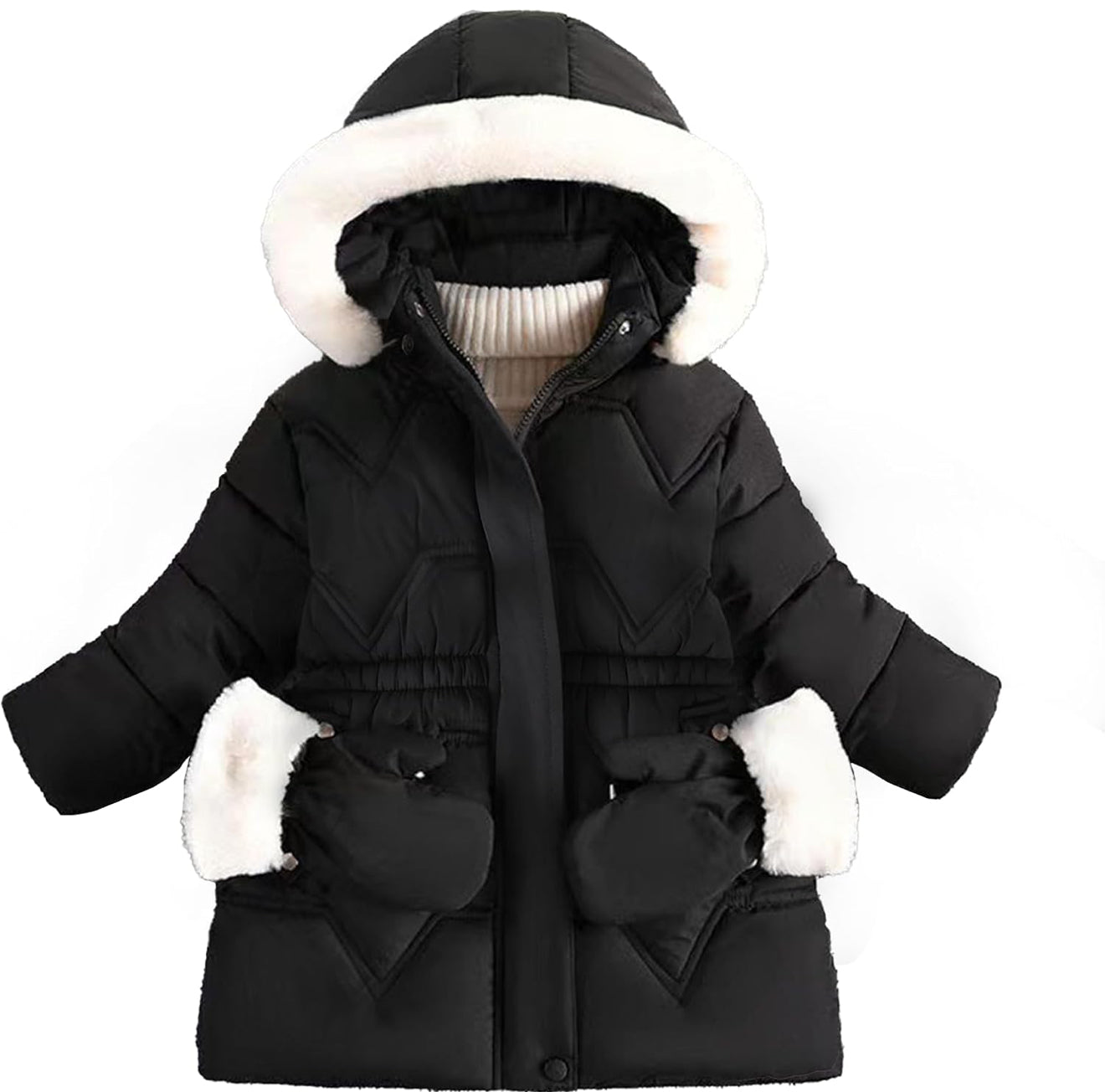 Toddler Girls Winter Coat Jacket Outwear Clothes Warm Overcoat Snowsuit Puffer Parka Fur Lined Hood Kids