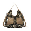 Ladies leopard print large capacity tote bag, vintage hobo bag casual, shoulder bag with crossbody strap, bag underarm bag women