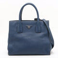 Prada Vitello Daino Leather 2 Way Handbag Navy Blue BN2693 #1981