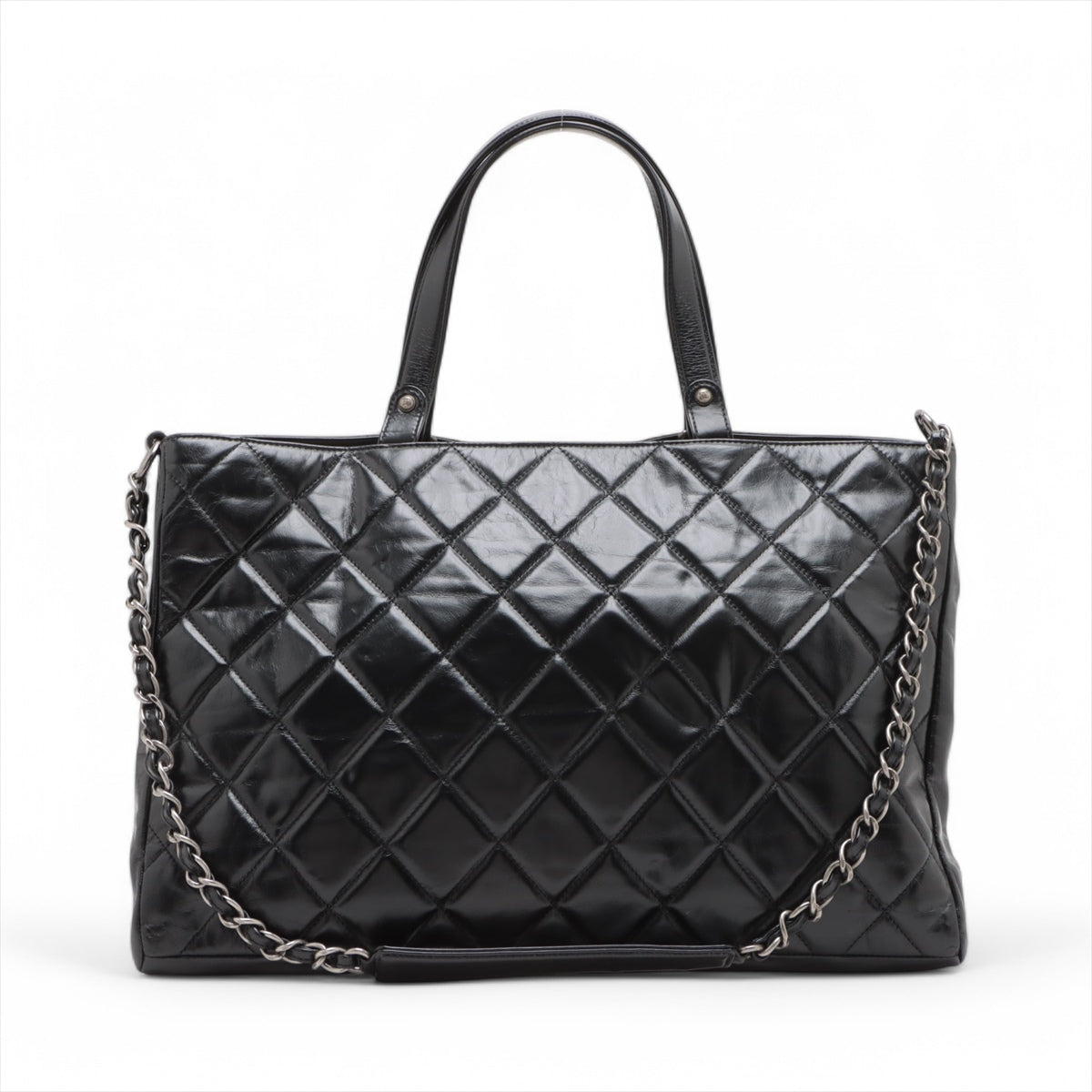 Chanel Boy Chanel Leather 2 Way Tote Bag Black Gunmetal Fittings 15 Series #3755