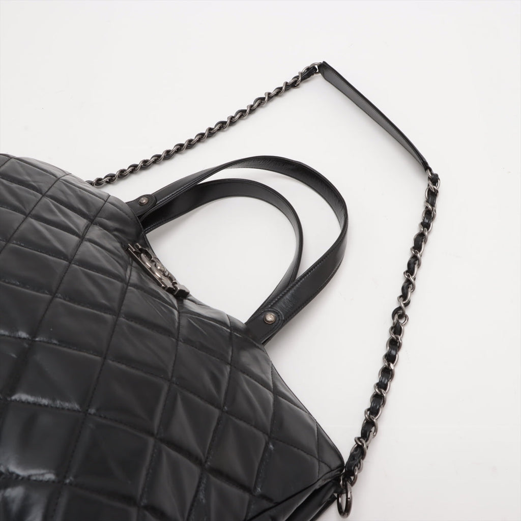 Chanel Boy Chanel Leather 2 Way Tote Bag Black Gunmetal Fittings 15 Series #3755