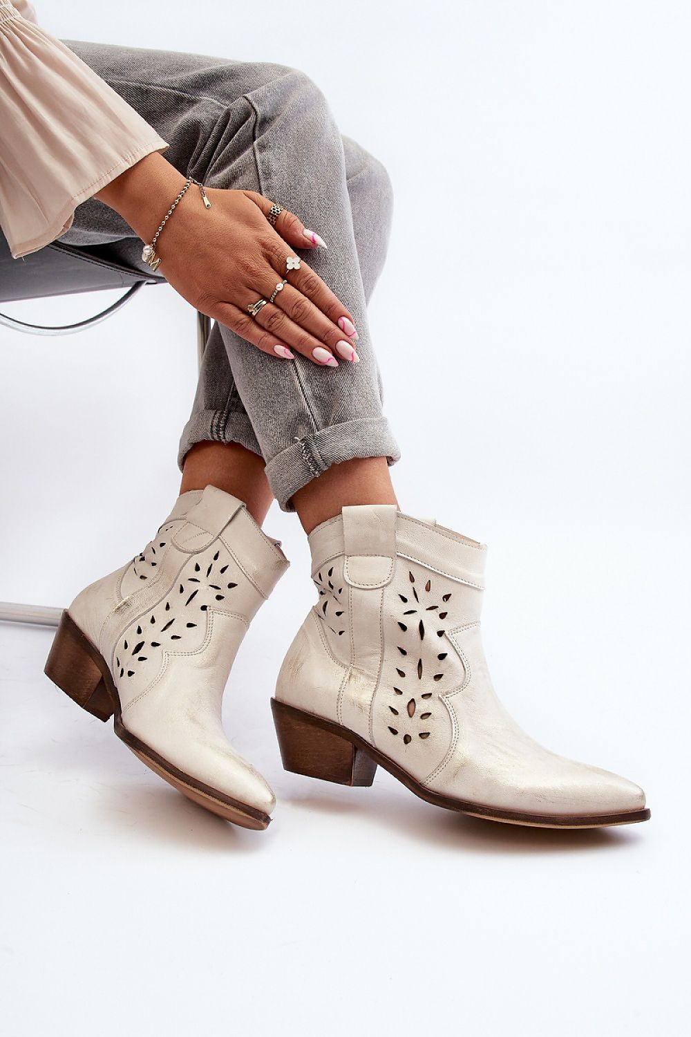 Riverta Leather Western Ankle Boots
