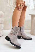 Veralla Suede Zippered Ankle Boots