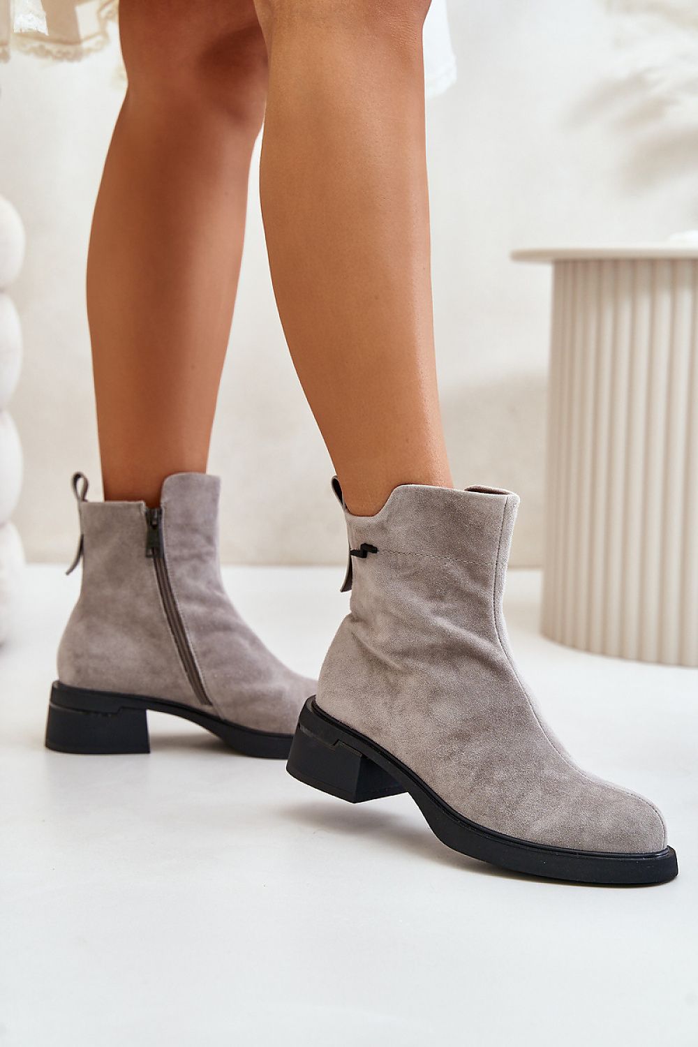 Veralla Suede Zippered Ankle Boots