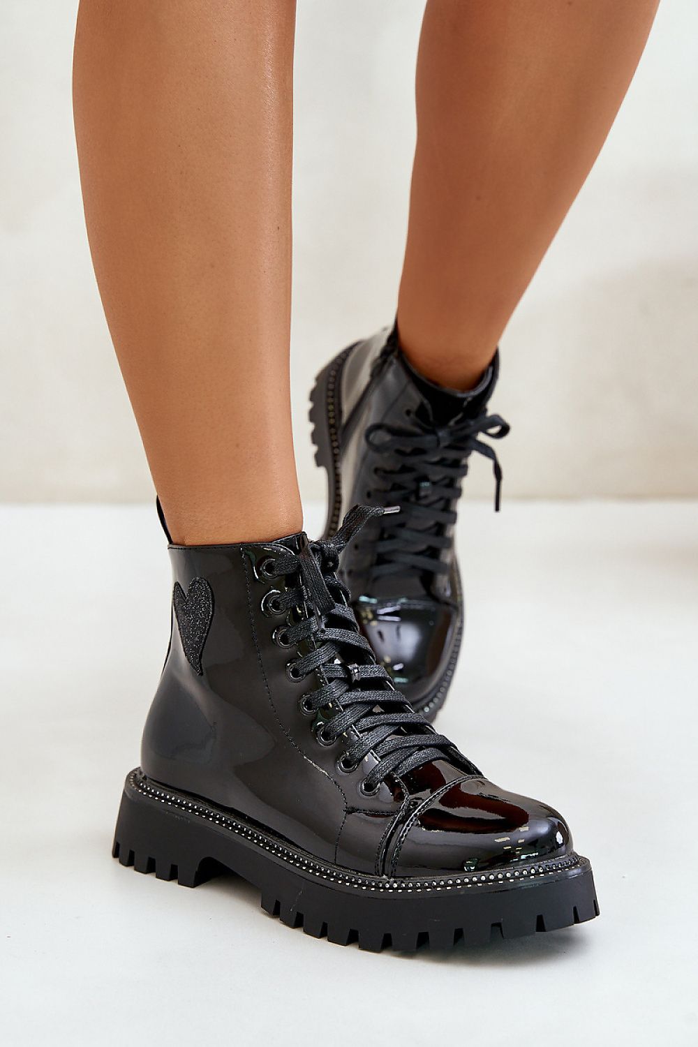 Vellora Glitter Heart Ankle Boots