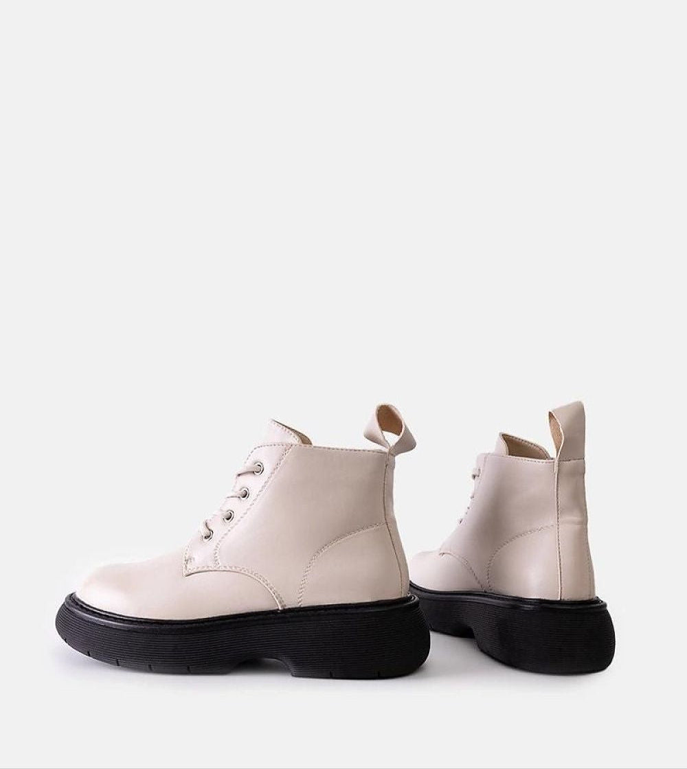 Solvaira Matte White Lace-Up Boots