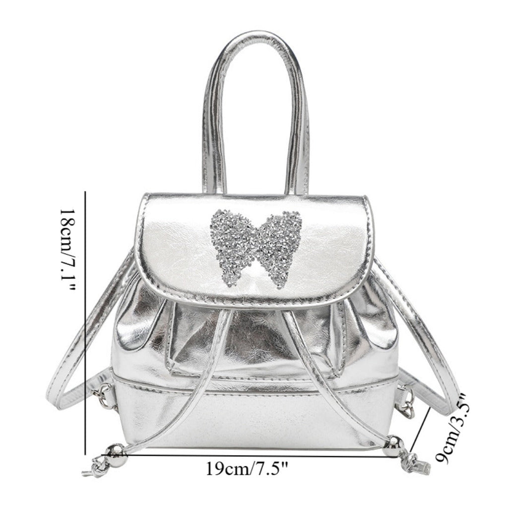 Small silver backpack, bag women's fashion versatile travel mini backpack, student bag, small women backpack purse