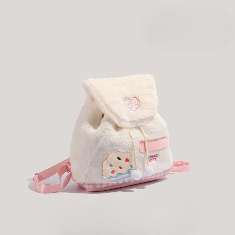 Autumn and winter fluffy backpack purse mini, fashionable female sweet plush backpack small, versatile student bag, toddler purse