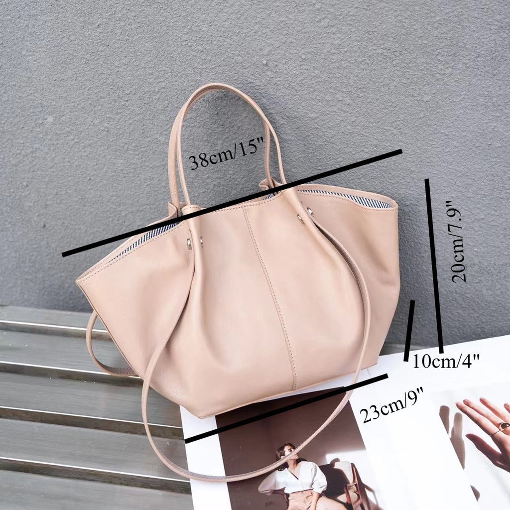 Elegant Genuine Leather Tote Bag – Premium Sheepskin Women's Hand-held Underarm Tote Bag, Versatile 2 in 1 Tote Shoulder Bag for Everyday Chic