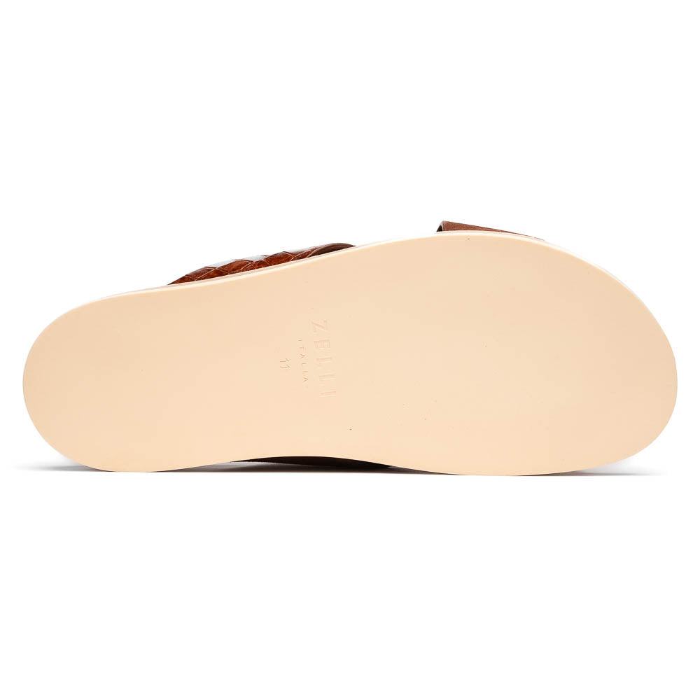 06-101-CGN RENA Italian Goatskin Suede Croc Embossed Slide Cognac